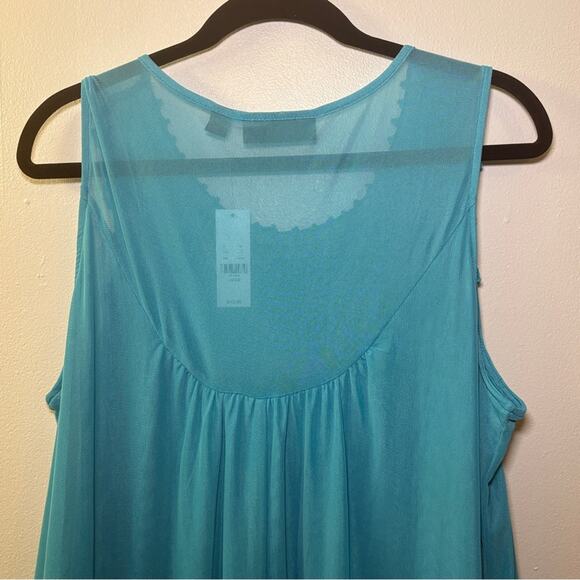 NY&Co Women’s NWT Large Aqua Blue Crochet Sleeveless Sheer Tank Top Casual Y2K - Picture 5 of 11